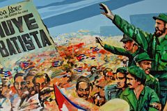 86 Cuba - Havana Centro - Museo de la Revolucion - revolutionary mural with the slogan Prensa Libre La Habana I de Enero de 1959 Huye Batista